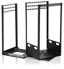 he EIA compliant open-frame rack with heavy-duty glides for smooth, pull-out access to equipment makes this ideal for use inside custom cabinetr